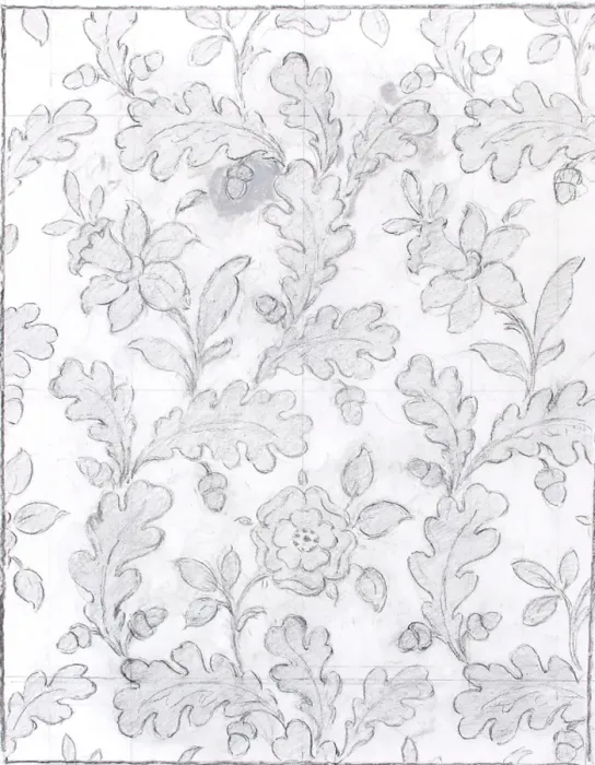 Framed Print : Design for Woven Textile with leaves and flowers Framed Print : Design for Woven Textile with leaves and flowers