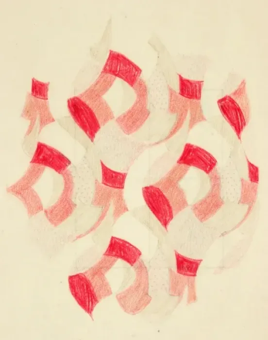 Framed Print : Design for woven textile in red and pink Framed Print : Design for woven textile in red and pink