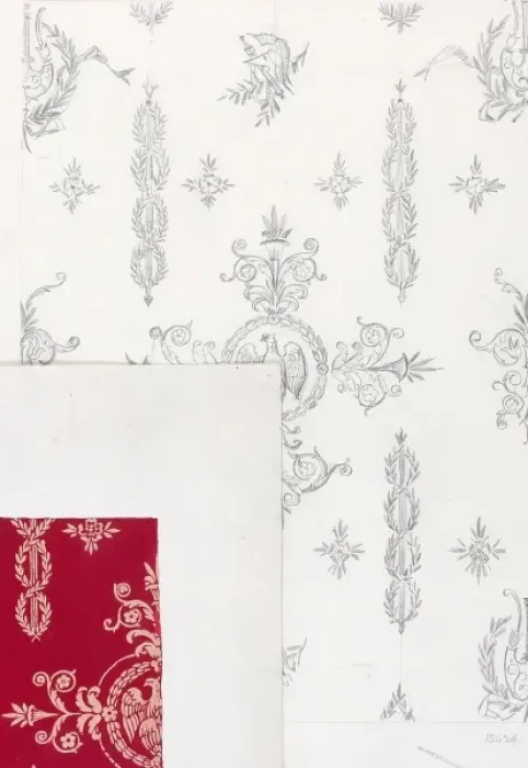 Framed Print : Design for Woven Textile in red and pink Framed Print : Design for Woven Textile in red and pink