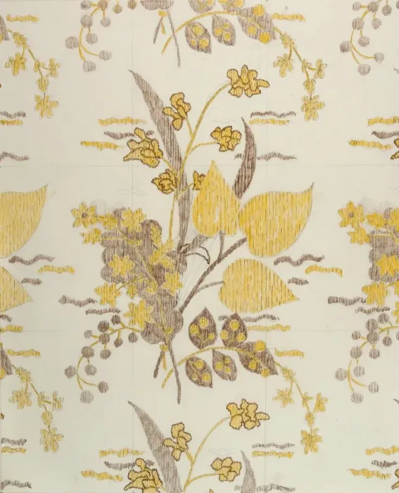 Framed Print : Design for Woven Textile in yellow and grey Framed Print : Design for Woven Textile in yellow and grey