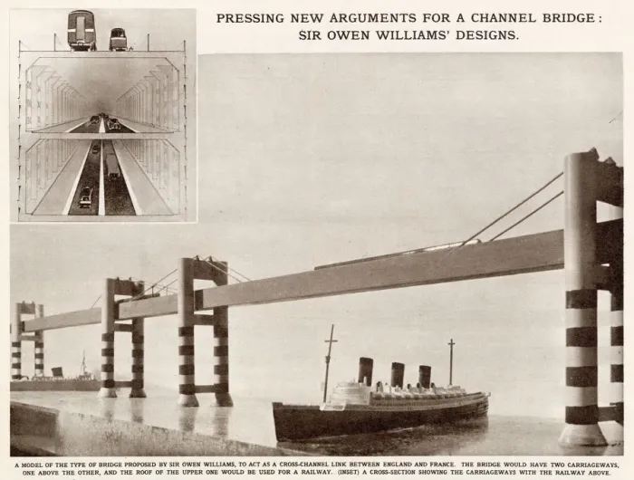 Framed Print : Designs for a Channel Bridge by Sir Owen Williams Framed Print : Designs for a Channel Bridge by Sir Owen Williams