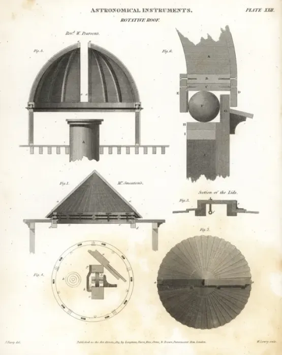 Framed Print : Designs for a rotative roof for an astronomical telescope Framed Print : Designs for a rotative roof for an astronomical telescope