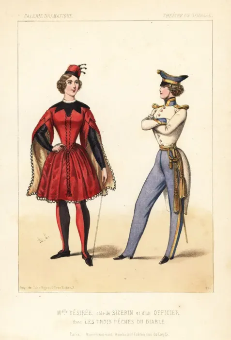 Framed Print : Desiree Pochonnet as Sizerin and an officer Framed Print : Desiree Pochonnet as Sizerin and an officer