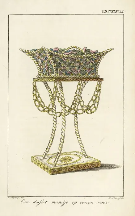 Framed Print : Dessert basket on a stand Framed Print : Dessert basket on a stand