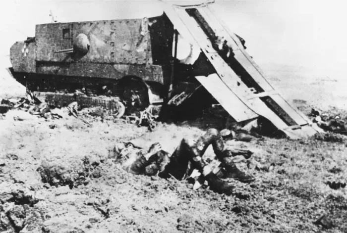 Framed Print : Destroyed French tank WWI Framed Print : Destroyed French tank WWI