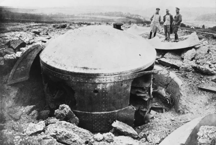 Framed Print : Destroyed gun cupola in Belgium WWI