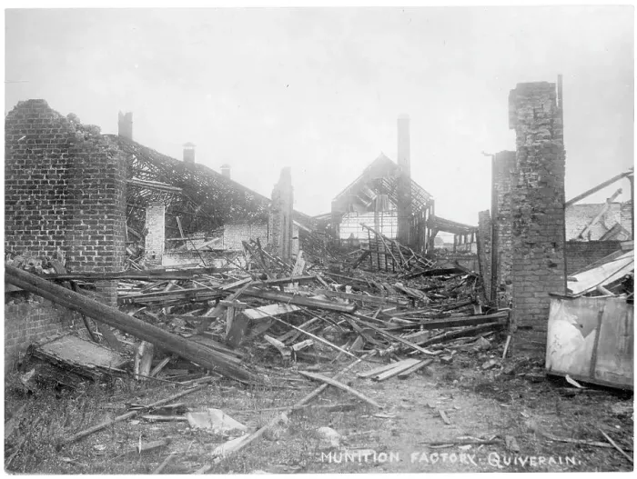Framed Print : A destroyed munitions factory at Quievrain, Belgium Framed Print : A destroyed munitions factory at Quievrain, Belgium