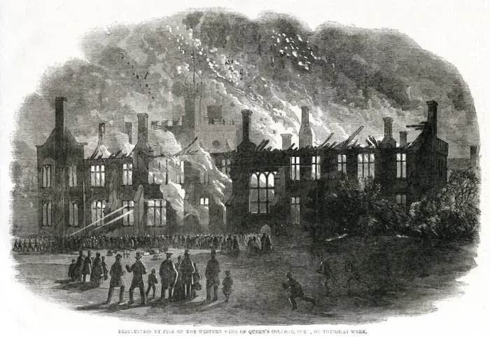 Framed Print : Destruction of Queens College, Cork, Ireland 1862