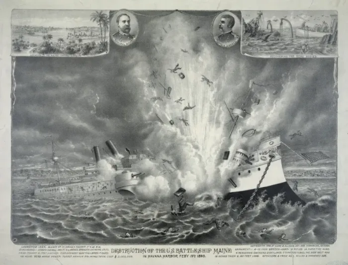 Framed Print : Destruction of the U. S. battleship Maine in Havana Harbor Fe Framed Print : Destruction of the U. S. battleship Maine in Havana Harbor Fe