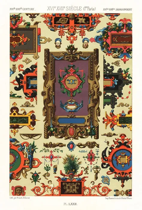 Framed Print : Detached cartouches, 16th and 17th centuries Framed Print : Detached cartouches, 16th and 17th centuries