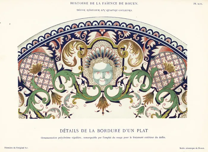 Framed Print : Details of the border of a polychrome plate, Rouen Framed Print : Details of the border of a polychrome plate, Rouen