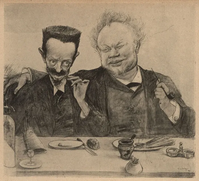 Framed Print : Deux Amis. A group portrait sketch of two friends Framed Print : Deux Amis. A group portrait sketch of two friends