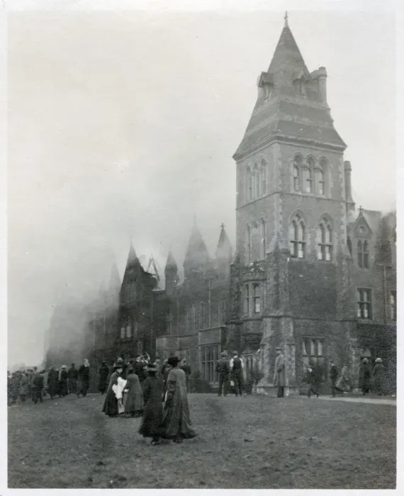 Framed Print : A devastating fire at a British Public School for Boys, which appears to have gutted Framed Print : A devastating fire at a British Public School for Boys, which appears to have gutted