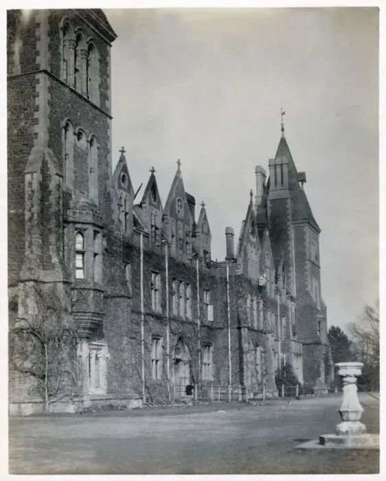 Framed Print : A devastating fire at a British Public School for Boys, which appears to have gutted Framed Print : A devastating fire at a British Public School for Boys, which appears to have gutted