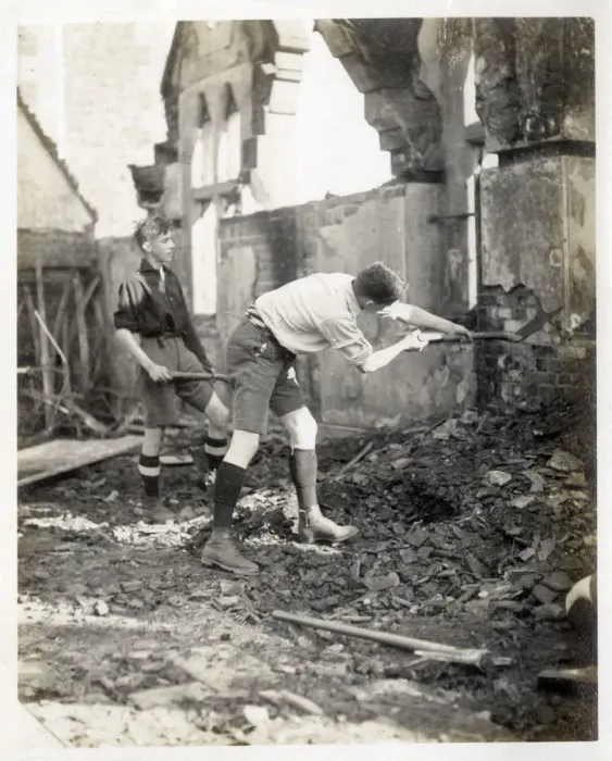 Framed Print : A devastating fire at a British Public School for Boys, which appears to have gutted Framed Print : A devastating fire at a British Public School for Boys, which appears to have gutted