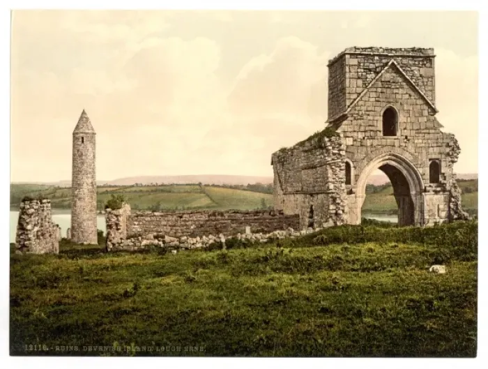 Framed Print : Devenish Island ruins, Lough Erne. County Fermanagh, Ireland Framed Print : Devenish Island ruins, Lough Erne. County Fermanagh, Ireland