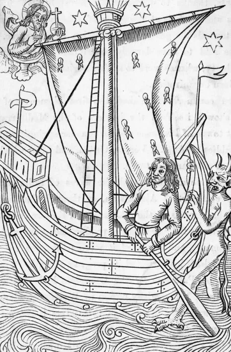 Framed Print : DEVIL ATTACKS SHIP, C15 Framed Print : DEVIL ATTACKS SHIP, C15