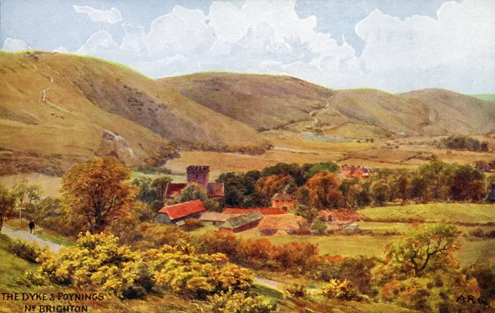 Framed Print : Devil's Dyke and the small village of Poynings, nr. Brighton Framed Print : Devil's Dyke and the small village of Poynings, nr. Brighton