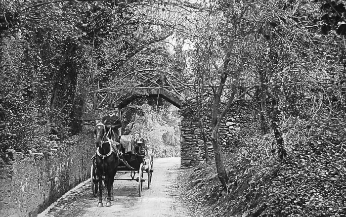 Framed Print : A Devon country lane Victorian period Framed Print : A Devon country lane Victorian period