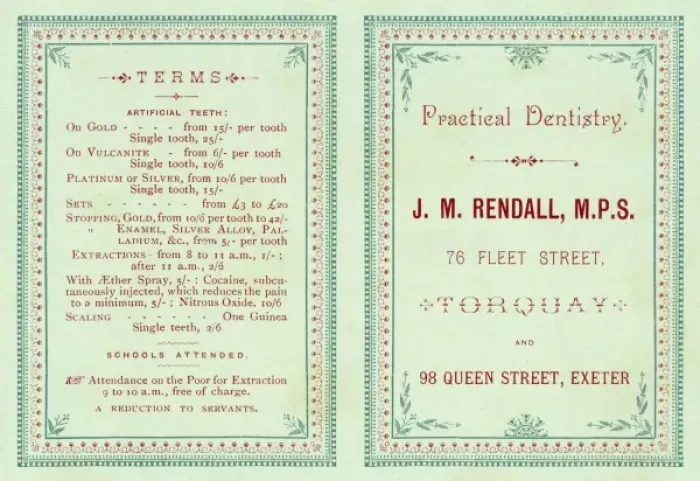 Framed Print : Devonshire dentists trade card and price list Framed Print : Devonshire dentists trade card and price list