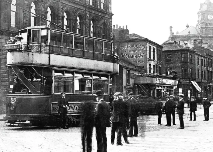 Framed Print : Dewsbury - Market Place - Tram Terminus Framed Print : Dewsbury - Market Place - Tram Terminus