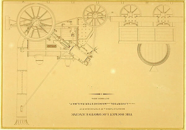 Diagram of the Rocket locomotive engine, 1829