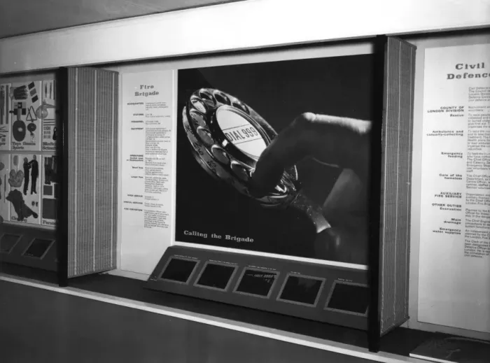 Framed Print : Dial 999 display in an LFB exhibition Framed Print : Dial 999 display in an LFB exhibition