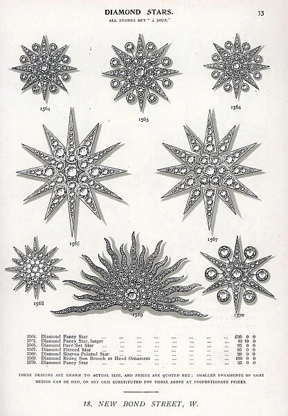 Diamond stars and brooches