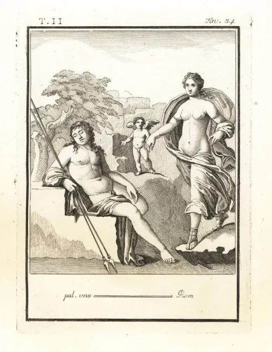 Framed Print : Diana led by Amore (cupid) falls in love with Framed Print : Diana led by Amore (cupid) falls in love with