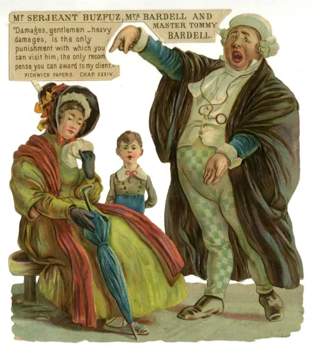 Framed Print : Dickens scrap - Mr Serjeant Buzfuz and Mrs Bardell Framed Print : Dickens scrap - Mr Serjeant Buzfuz and Mrs Bardell