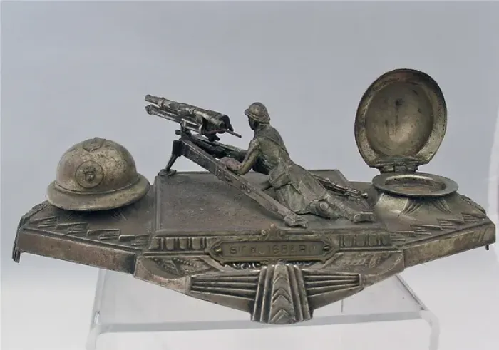 Framed Print : Die-cast desk ornament of a French machine-gunner Framed Print : Die-cast desk ornament of a French machine-gunner