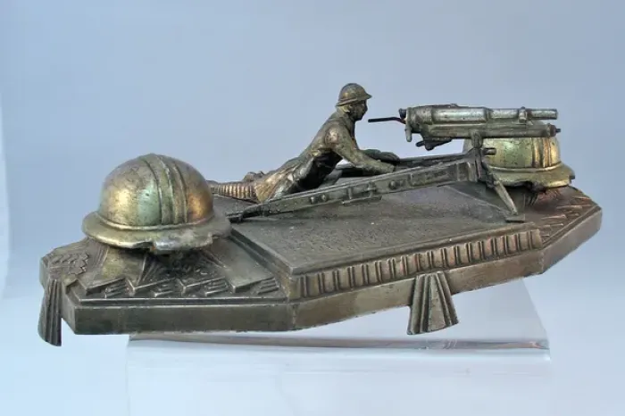 Framed Print : Die-cast desk ornament of a French machine-gunner Framed Print : Die-cast desk ornament of a French machine-gunner