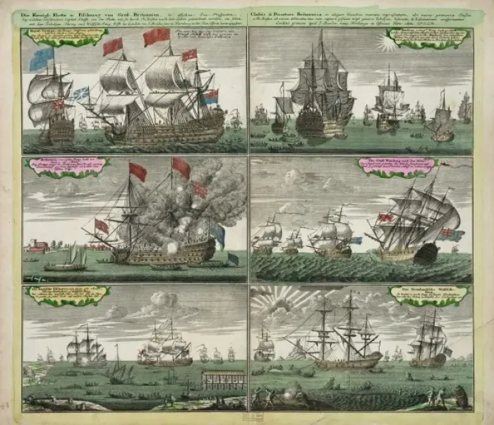 Framed Print : Die koenigl: flotte u: fifcherey von Gro?-Britannien Framed Print : Die koenigl: flotte u: fifcherey von Gro?-Britannien