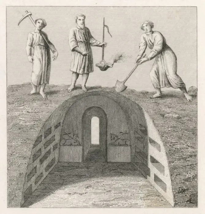 Framed Print : Digging in the Catacombs Framed Print : Digging in the Catacombs