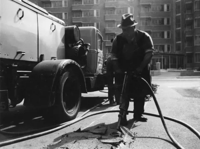 Framed Print : Digging up the tarmac on a road Framed Print : Digging up the tarmac on a road