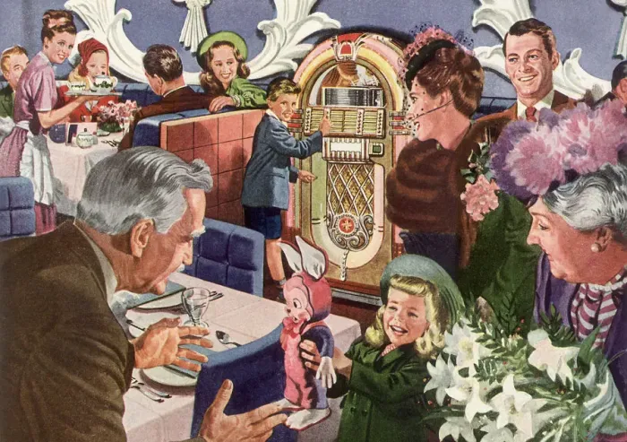 Framed Print : Dining Out For Easter Date: 1945 Framed Print : Dining Out For Easter Date: 1945