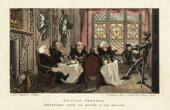 Framed Print : Dining in a medieval baronial room Framed Print : Dining in a medieval baronial room