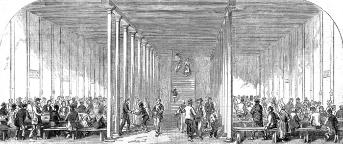 Framed Print : Dining Room on board an Emigrant Ship, 1852 Framed Print : Dining Room on board an Emigrant Ship, 1852