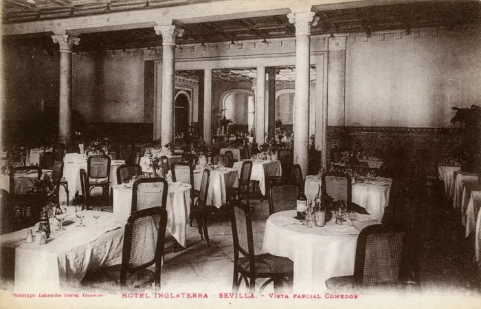 Framed Print : Dining Room, Hotel de Inglaterra, Seville, Spain