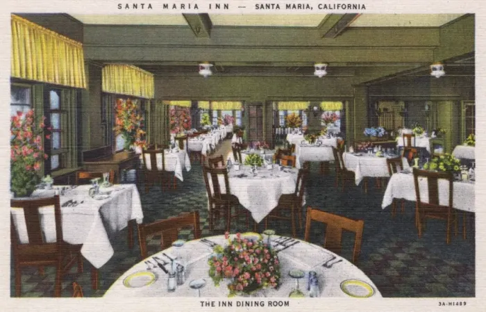 Framed Print : Dining Room, Santa Maria Inn, Santa Barbara, California, USA Framed Print : Dining Room, Santa Maria Inn, Santa Barbara, California, USA