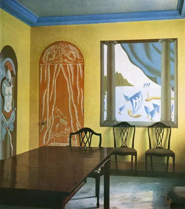 Framed Print : Dining room with wall decorations by John Armstrong Framed Print : Dining room with wall decorations by John Armstrong
