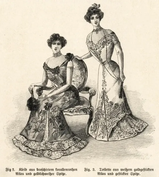 Framed Print : Dinner Dresses 1900  /  Liz