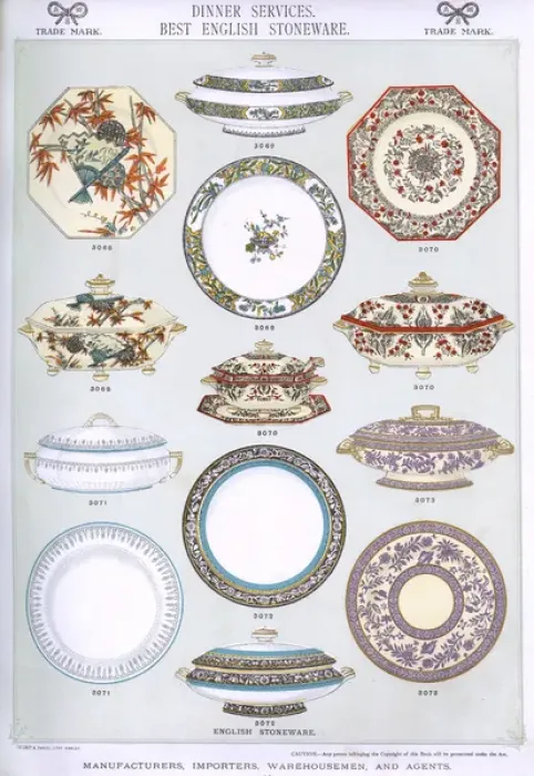 Framed Print : Dinner Services, Best English Stoneware, Plate 13 Framed Print : Dinner Services, Best English Stoneware, Plate 13