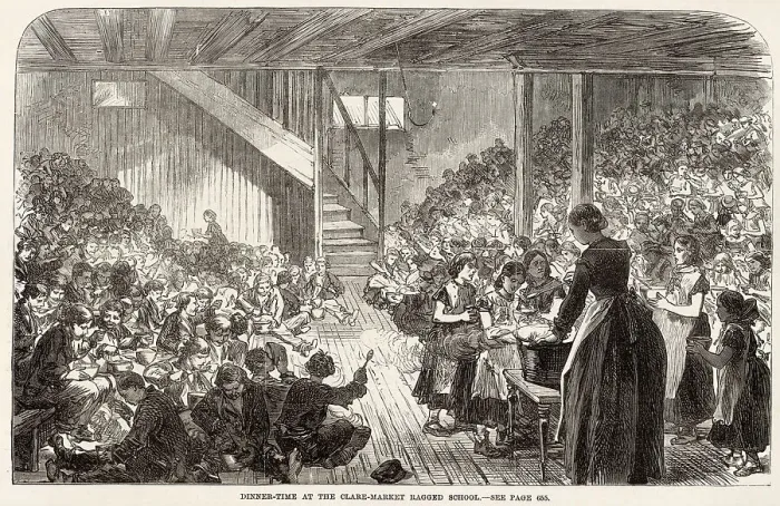 Framed Print : Dinner Time at the Clare-Market Ragged School 1869 Framed Print : Dinner Time at the Clare-Market Ragged School 1869