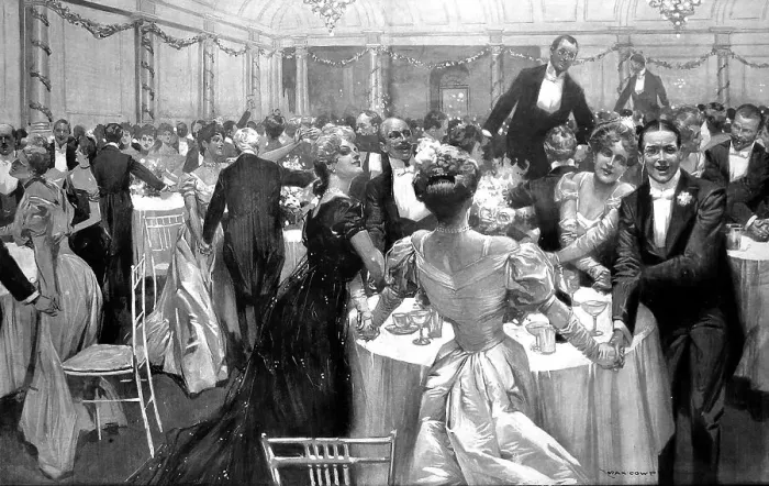 Framed Print : Dinners singing Auld Lang Syne at the Savoy Restaurant, 19 Framed Print : Dinners singing Auld Lang Syne at the Savoy Restaurant, 19