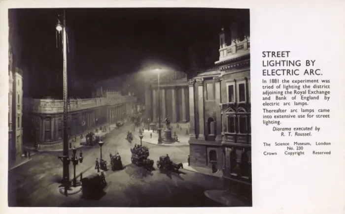 Framed Print : Diorama - Bank of England under Electric Arc Street Lighting Framed Print : Diorama - Bank of England under Electric Arc Street Lighting