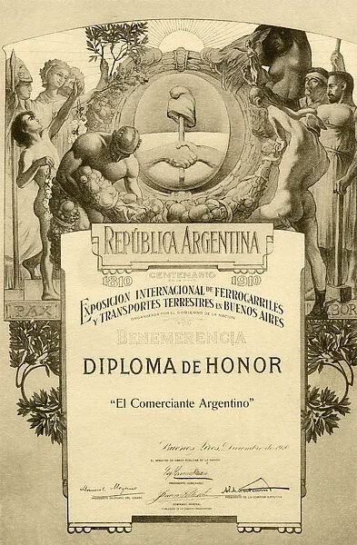 Diploma of Honour, International Exhibition, Argentina
