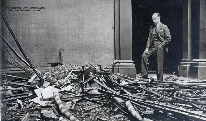Framed Print : Director of the Tate Gallery, inspecting damage Framed Print : Director of the Tate Gallery, inspecting damage