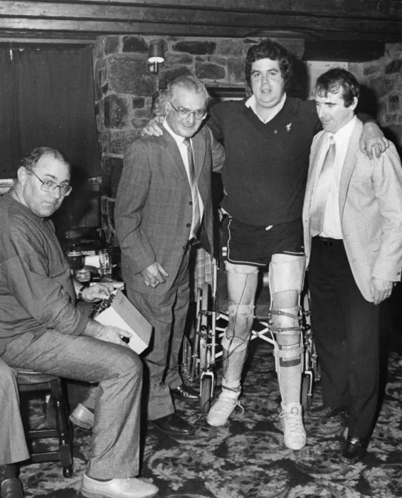 Framed Print : Disabled man wearing electronic walking aid Framed Print : Disabled man wearing electronic walking aid