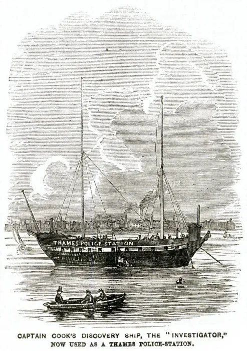 Framed Print : Discovery ship HMS Investigator used as police-station Framed Print : Discovery ship HMS Investigator used as police-station